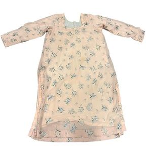 Handmade Indian Kurti Light Pink Floral Tunic Top 3/4 Sleeve Size L